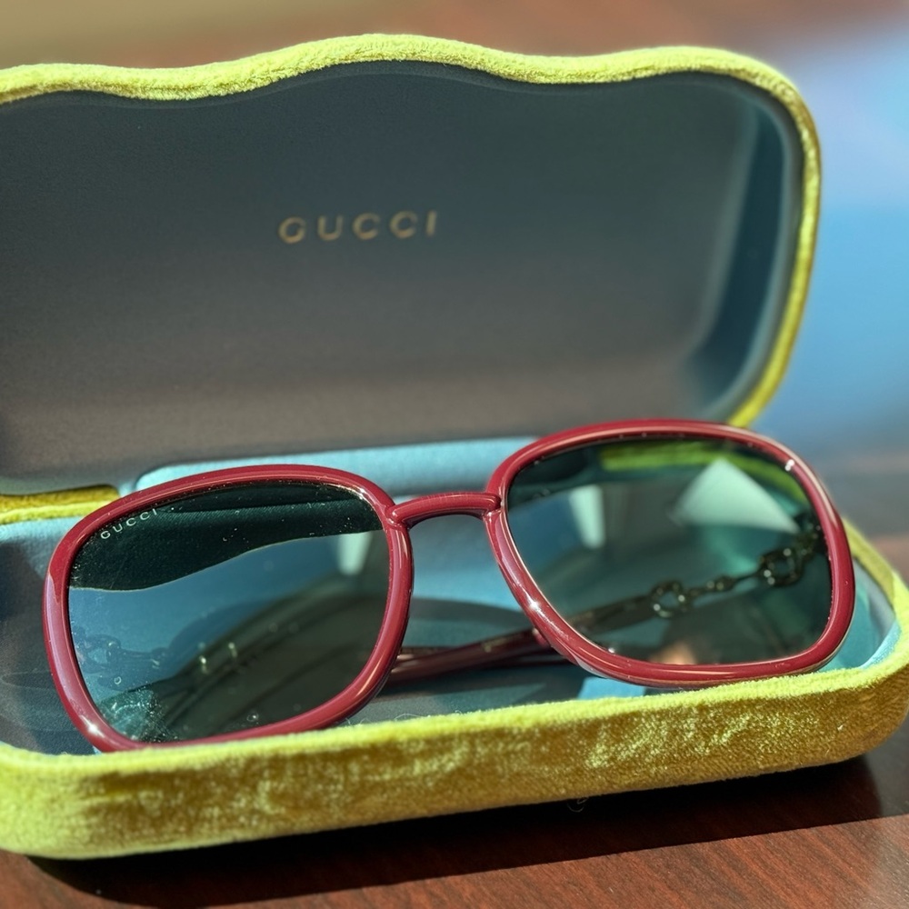 Gucci 57mm Burgundy Sunglasses with Case